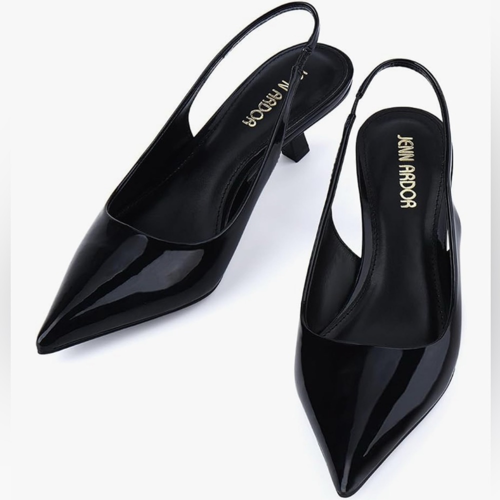 Jenn Ardor Black Slingback Kitten Heels